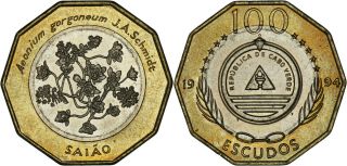 Cape Verde: 100 Escudos Bi - Metallic 1994 (saiao Flowers) Unc