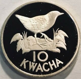 Zambia - White - Winged Flufftail - 10 Kwacha - 1986 - Large Proof Silver Coin