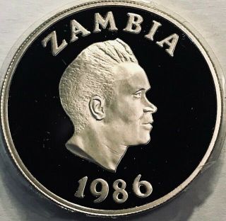 ZAMBIA - White - winged Flufftail - 10 Kwacha - 1986 - Large Proof Silver Coin 2