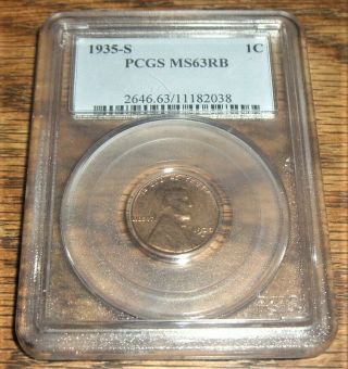 1935 - S Lincoln Cent Pcgs Ms63rb