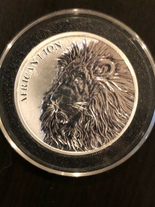 2018 Republic Of Chad African Lion 1 Oz Silver Fr 5,  000 Coin Bu W/