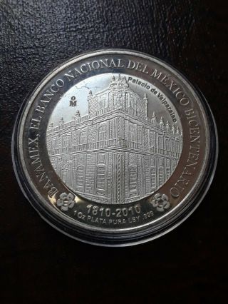 2010 Mexico Silver Medal Bank Of Mexico 200th Anniv Proof.