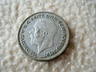 Vintage 1936 Great Britain Silver Six Pence Coin / Uk Sixpense
