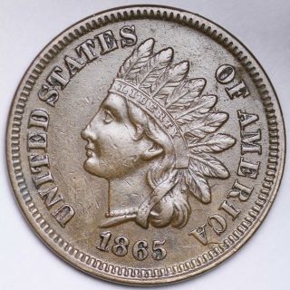 1865 Indian Head Small Cent Choice Au E153 Kem