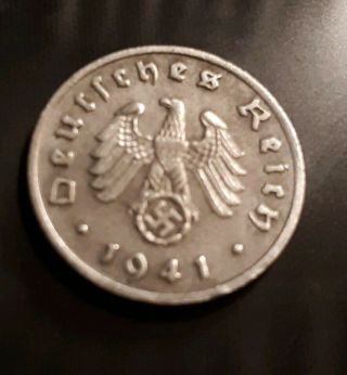 1941 F Nazi Germany Third Reich 1 Pfenning,  Coin