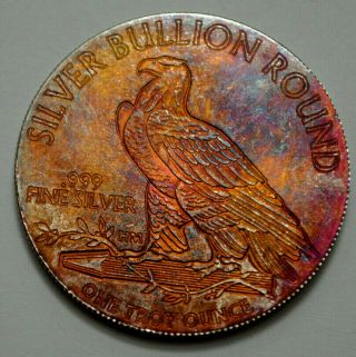 1 Oz 999 Fine Silver Round Indian Head / Eagle Bullion Hm,  Toned,