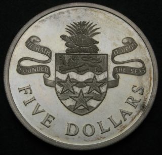Cayman Islands 5 Dollars 1974 Proof - Silver - Elizabeth Ii.  - 3570