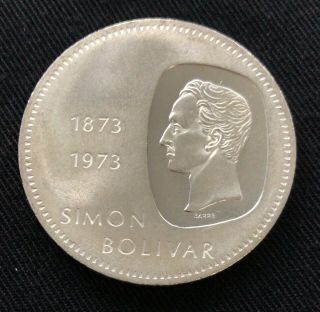 Venezuela 100 Bolívares “doblon”,  1973,  Silver Coin Xf