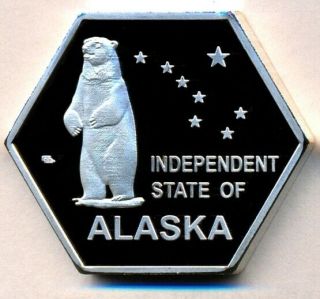 Alaska 5 Dollars 2019 Unc Polar Bear Deer Independent State Hexagonal 39mm Proof