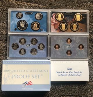 2009 S Us Proof Set (18 Coins) 5 - Proof,  5 - Quarters,  4 - Lincoln,  4 - Presidents