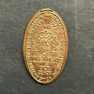 Puerto Rico 1989 Elongated Coin 40 Aniversario Snpr,  Vale 1 Peso