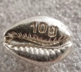 10 g.  999 Silver hand poured money Cowrie silver sea shell historic currency 4