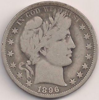1896 - O 50c Barber Silver Half Dollar Vg Tmm