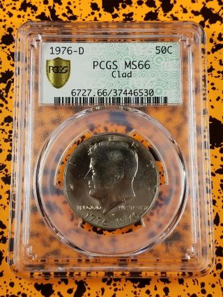 1976 D 50c Pcgs Ms66 Clad Bicent Kennedy 1776 - 1976 Gold Shield 2.  0 Retro Label