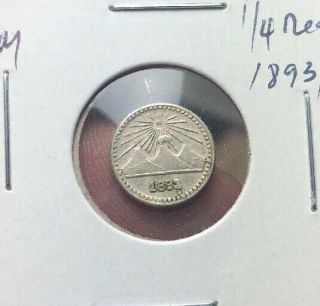 Guatemala 1/4 Real 1893/2 Rare Error Dated