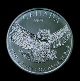 2015 Canada Silver Birds Of Prey Great Horned Owl $5 1 Oz.  999 Fine 001