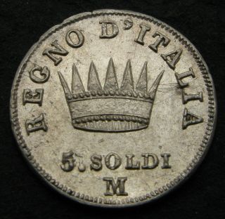 Kingdom Of Napoleon (italian State) 5 Soldi 1810 M - Silver - Napoleon I.  - 2999