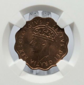 1949 Cyprus 1/2 Piastre,  King George Vi,  Ngc Ms64rd,  Gem Red Unc