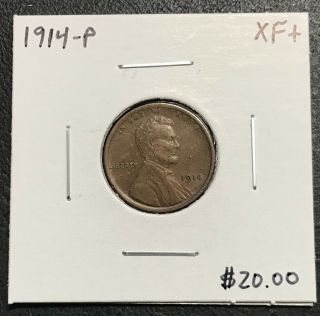 1914 - P U.  S.  Lincoln Wheat Penny Cent Xf,  $2.  95 Max C2681