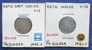 . 720 Silver 1941 - P & 1942 - S Netherlands East Indies 1/4 Gulden Km 319 Wb16