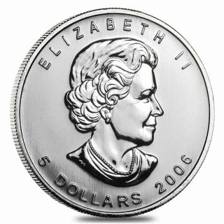 2006 Canadian Maple Leaf Design (5 Dollar Coin) (1 Oz 999.  9 Silver)