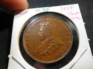 K75 Australia 1929 1/2 Penny Unc