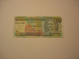 Barbados 1996 $5 Cir.  Banknote " Sir Frank Worrell " P - 47