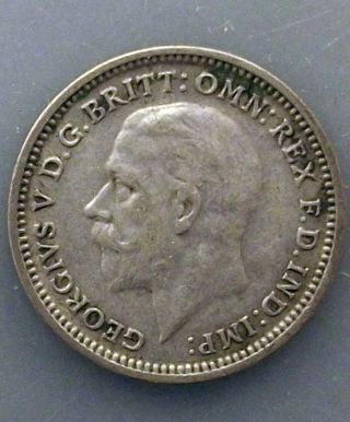 A Vintage Very Fine 1933 Great Britain 3 Pence Silver Coin - Km 831