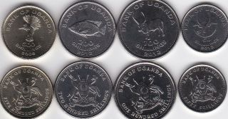 Uganda - Set 4 Coins 50 100 200 500 Shillings 2008 - 2012 Unc Lemberg - Zp