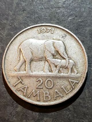 1971 Malawi 20 Tambala Coin
