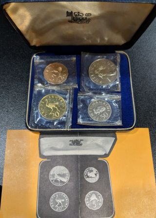 1966 Tanzania 4 Coin Proof Set In Case Senti Shilling 5500 Minted