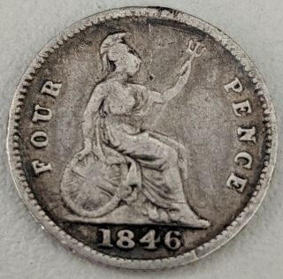 Great Britain - 1846 - 4 Pence - Fairly Rare Silver Coin