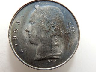1963 Belgium One (1) Franc Coin Dutch Text