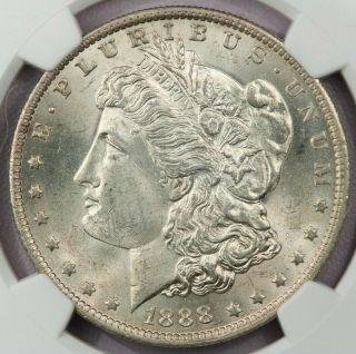 1888 - O Morgan Silver Dollar Ngc Ms64