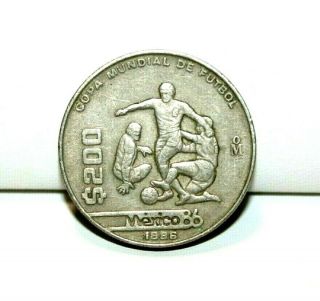 1986 Mo Mexico 200 Peso Coin - World Cup