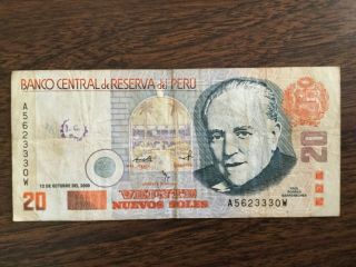 2000 Peru Paper Money - 20 Nuevos Soles Banknote