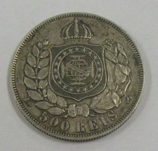 1868 Brazil 500 Reis Silver Coin Pedro II - KM 472 2