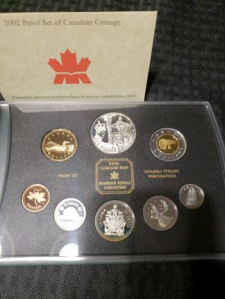 2002 Canada Proof Set Of Canadian Coinage Golden Jubilee Silver Dollar