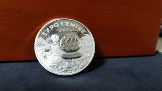 Rare 1986 World Expo Expo Centre 1/2 Troy Oz.  999 Fine Silver Round Coin Medal