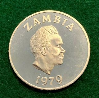 1979 Zambia 5 Kwacha Silver Proof Coin,  Km 18,  Low Mintage