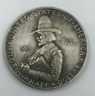 1921 Pilgrim Tercentenary Commemorative Half Dollar 90 Silver Coin 50c