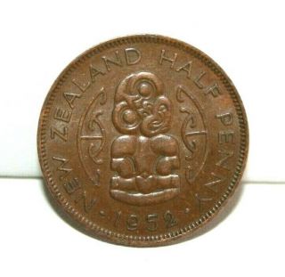 1952 Zealand 1/2 Penny Coin