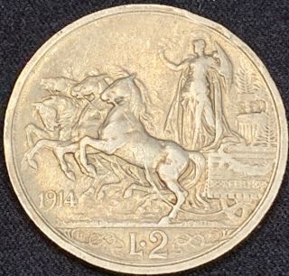 1914 - 2 Lire - Vittorio Emanuele Iii - 83.  5 Silver Coin -