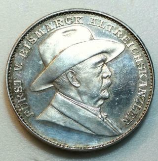 Silver Medal Commemorating The 80th Birthday Of Otto Von Bismarck,  1815 - 1895