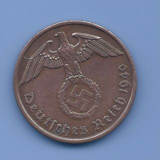 Nazi Germany Third Reich 1940 A 2 Rpf Nazi Swastika Coin Ww2 Era Coin