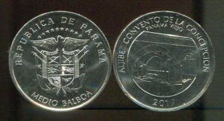 Panama 1/2 0.  5 Balboa " Aljibe Bridge " 2017 Coin Unc