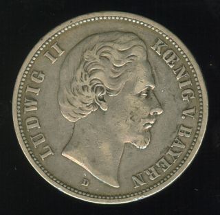 1875 D Bavaria Germany 5 Mark