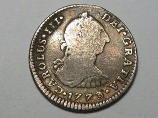 1773 Mo.  Fm.  1r Silver 1 Reales Of Mexico.  King Charles Iii.  144