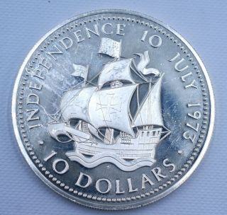 Commonwealth Of The Bahamas 1973 10 Dollars,  Independence 10 July 1973,  Silver