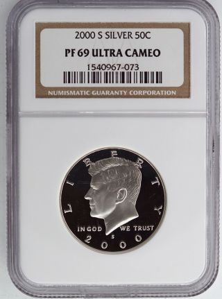 2000 - S Silver Proof Kennedy Half Dollar Ngc Pf69 Ultra Cameo